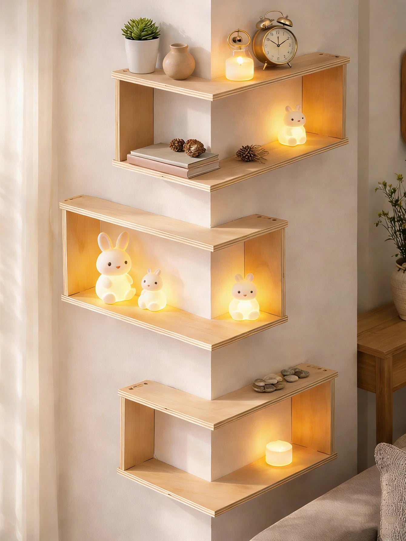 Floating Corner Wall Shelf