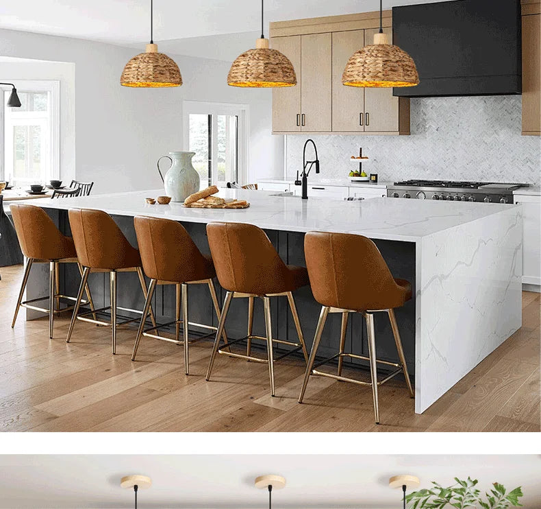 Retro Rattan Pendant Chandelier