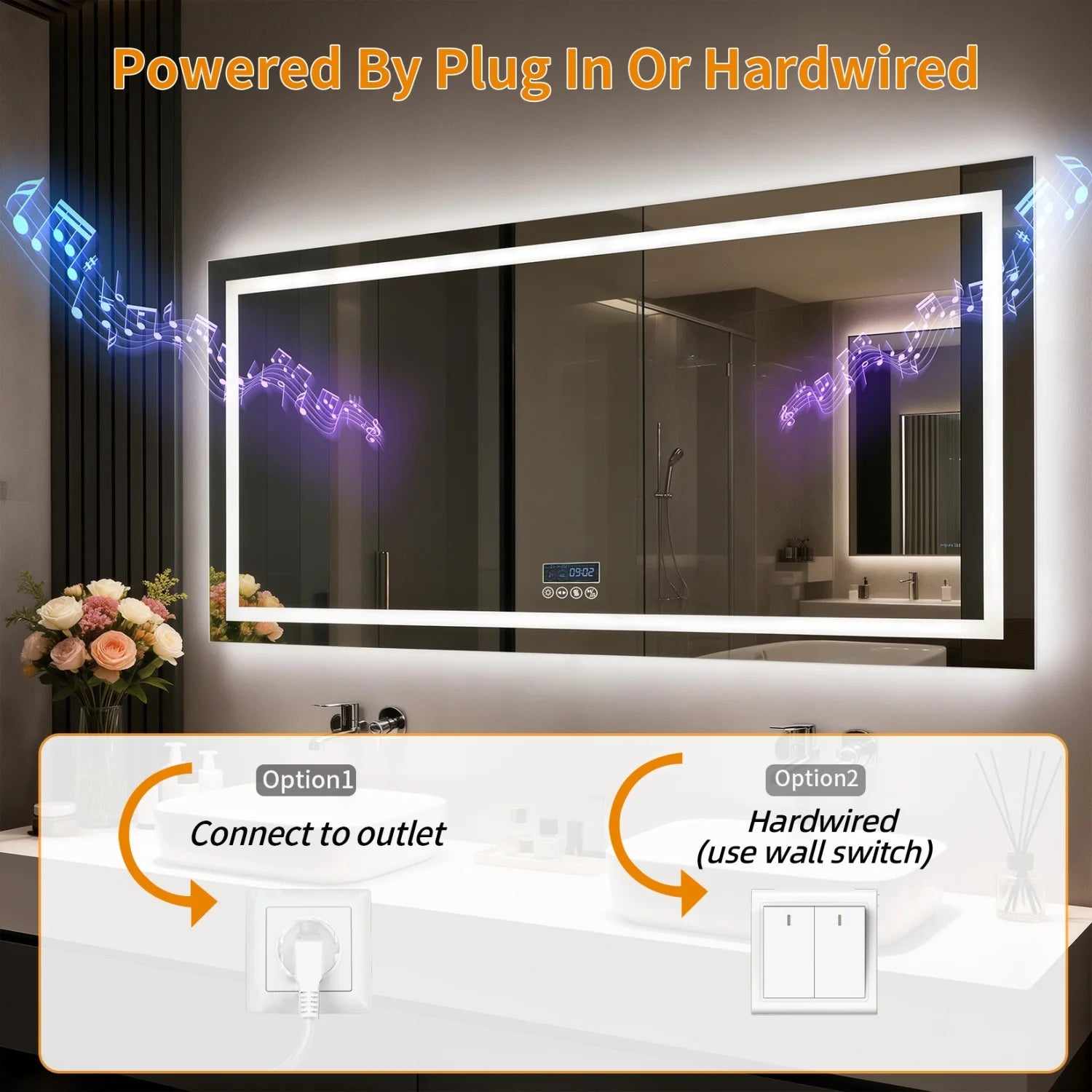 Bluetooth LED Bathroom Mirror