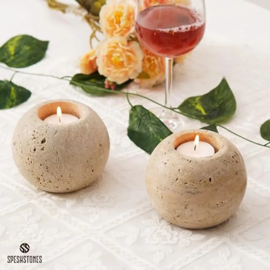 Travertine Tealight Holder (Set)