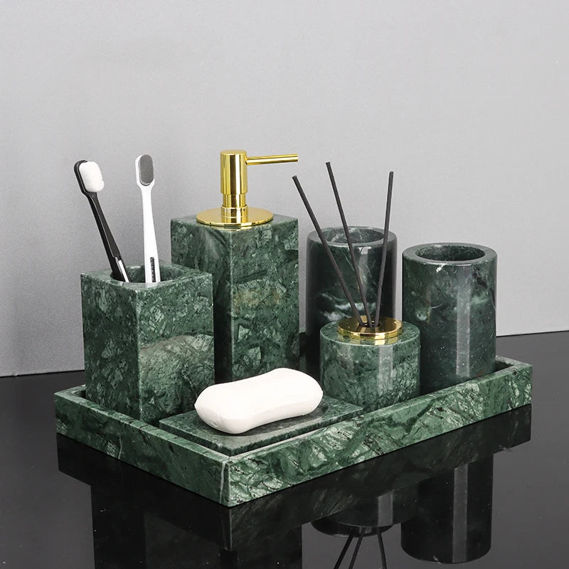 Indian Green Marble Bath Set