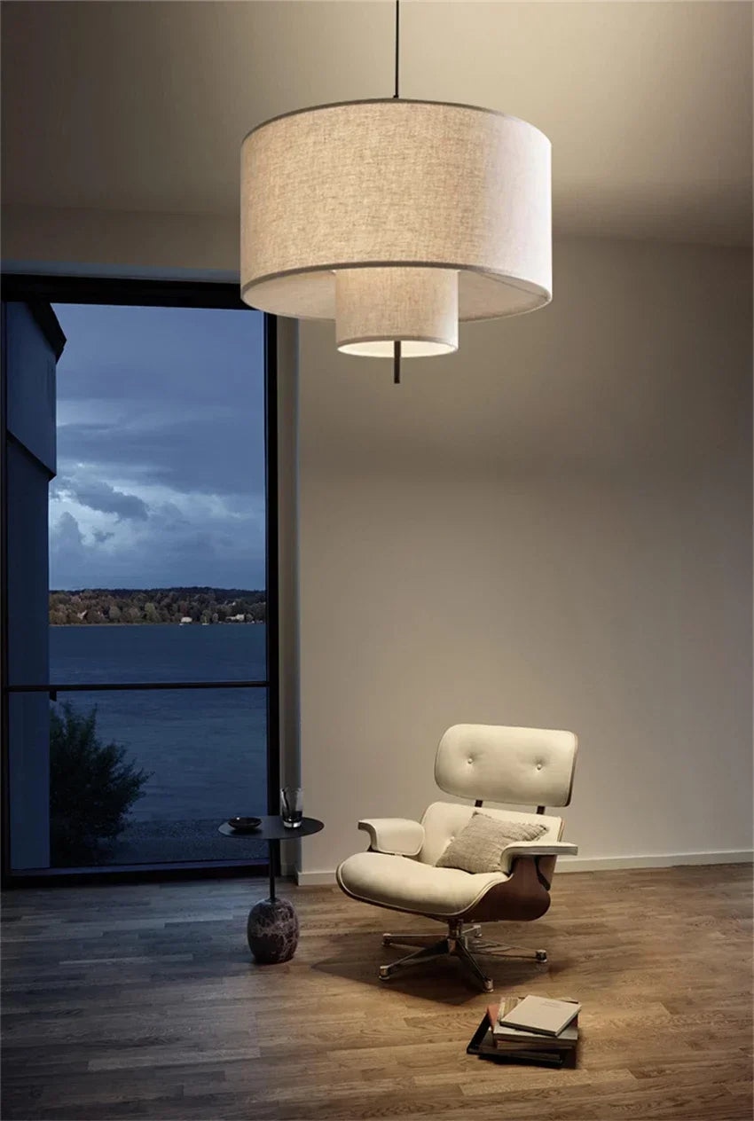 Wabi-Sabi Fabric Arc Pendant Lamp