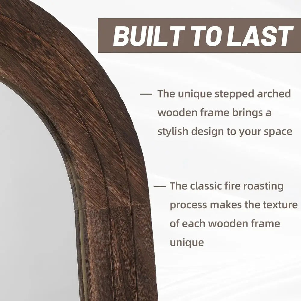Arched Brown Full-Length Wall Mirror
