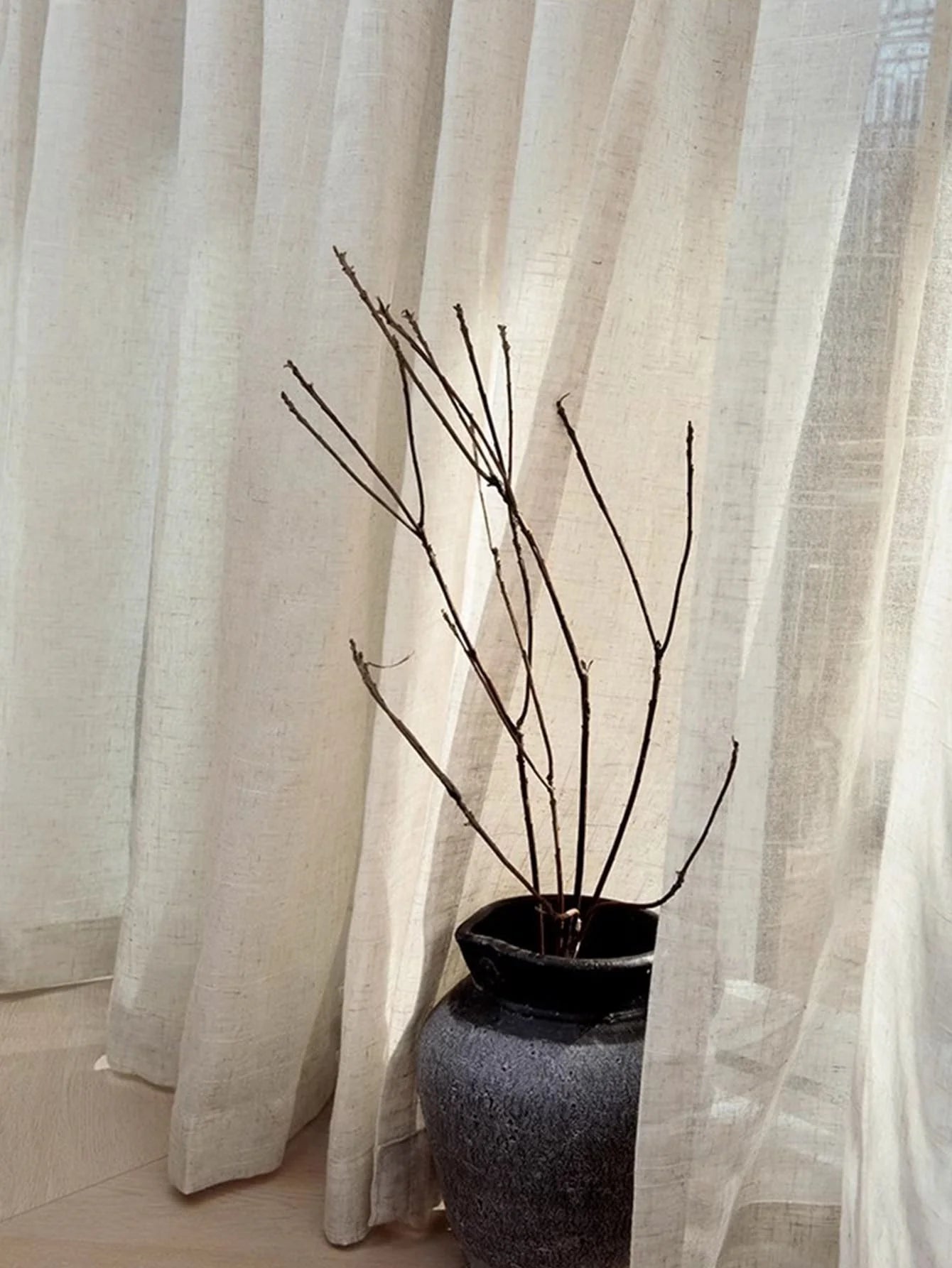 Modern Linen Semi-Sheer Curtains
