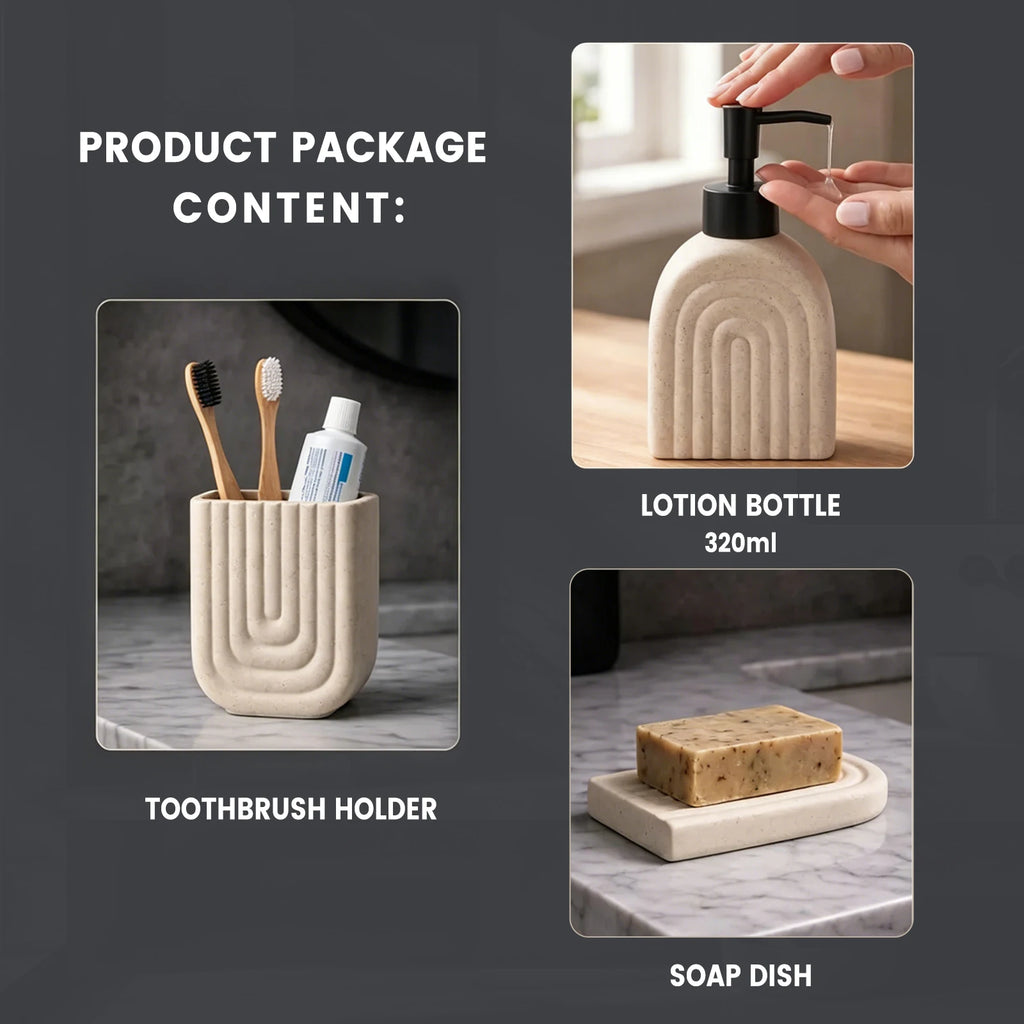 Embossed Ceramic Bath Set