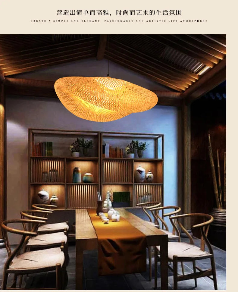Retro Rattan Pendant Chandelier