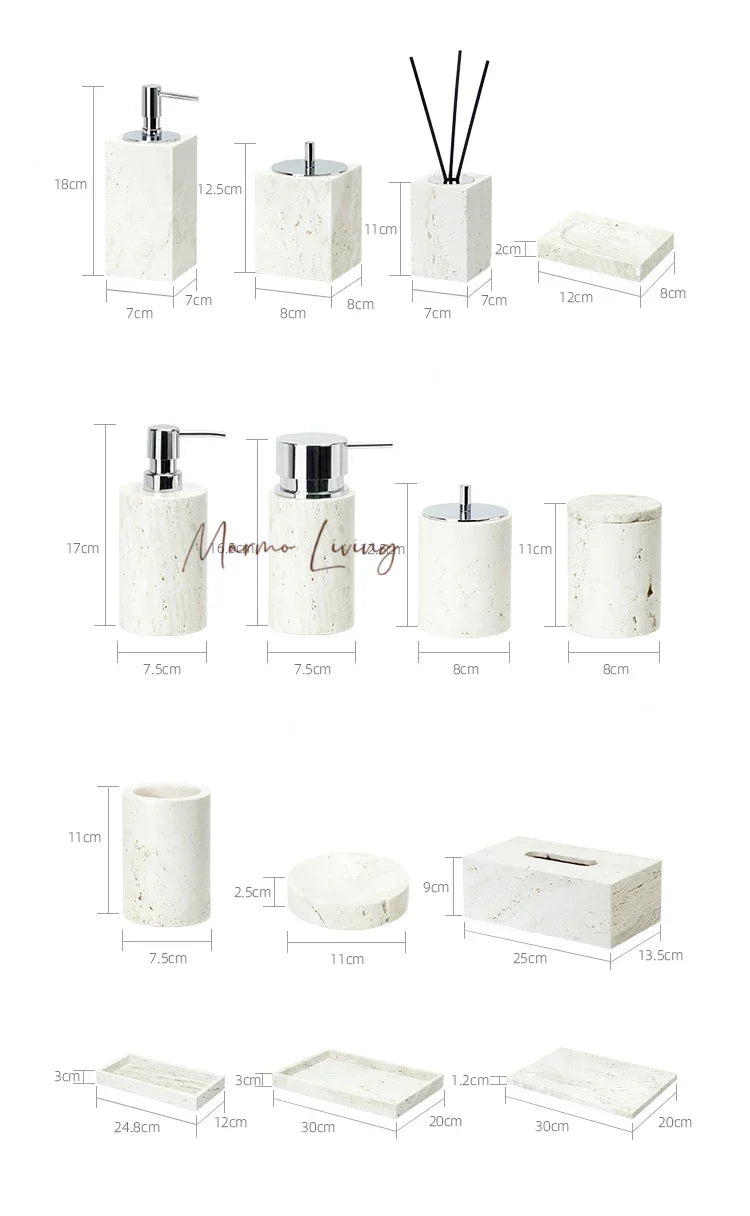 Beige Travertine Bath Set