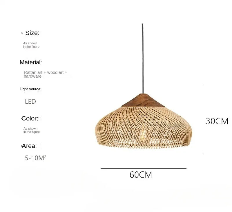 Wabi-Sabi Rattan Pendant Chandelier