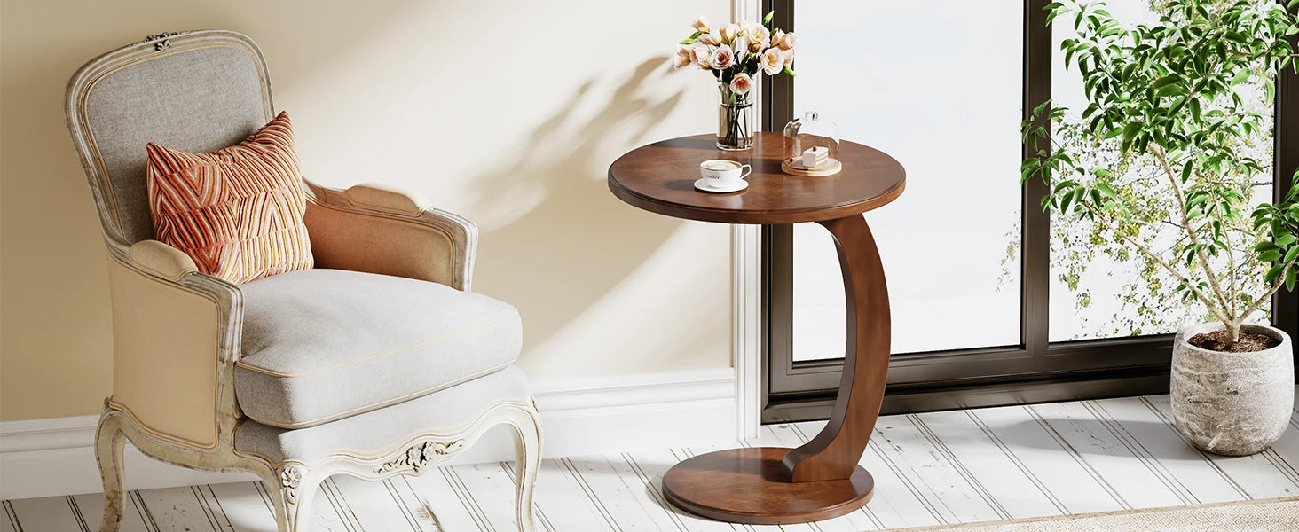 C-Shaped Sofa Side Table