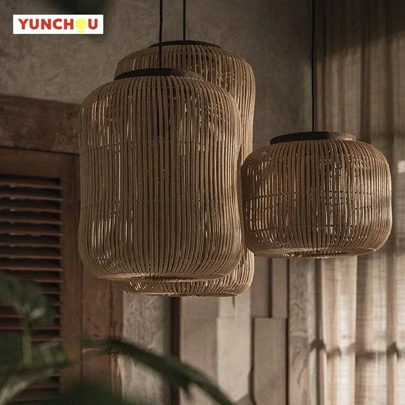 Wabi-Sabi Rattan Pendant Chandelier