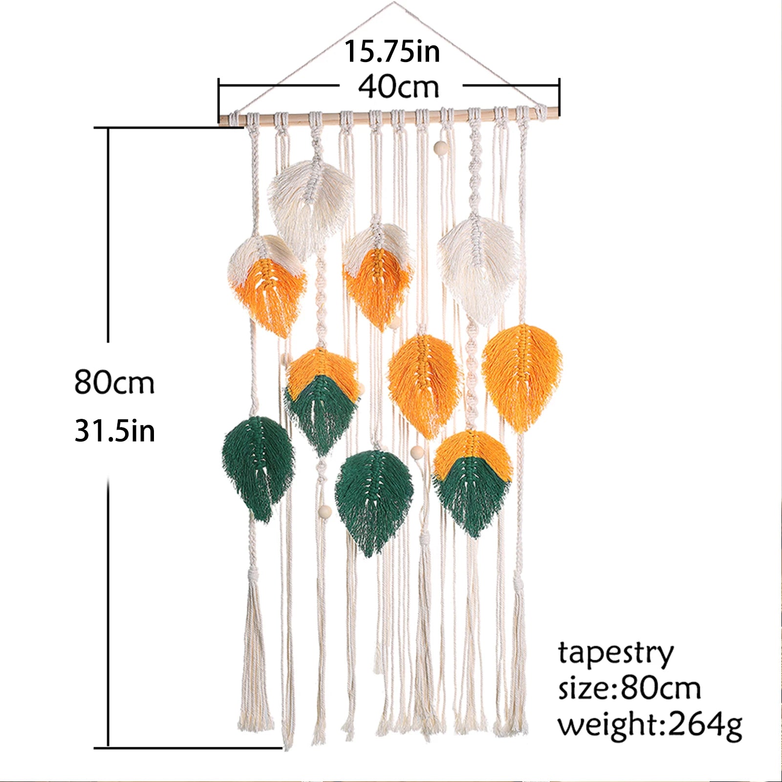 Beaded Leaf Macrame Hanging