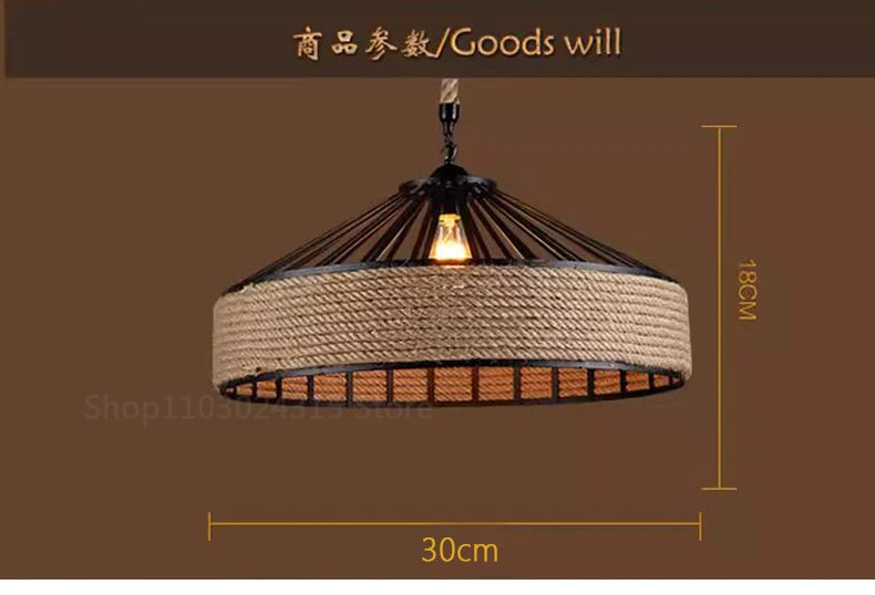 Retro Hemp Rope Pendant Chandelier