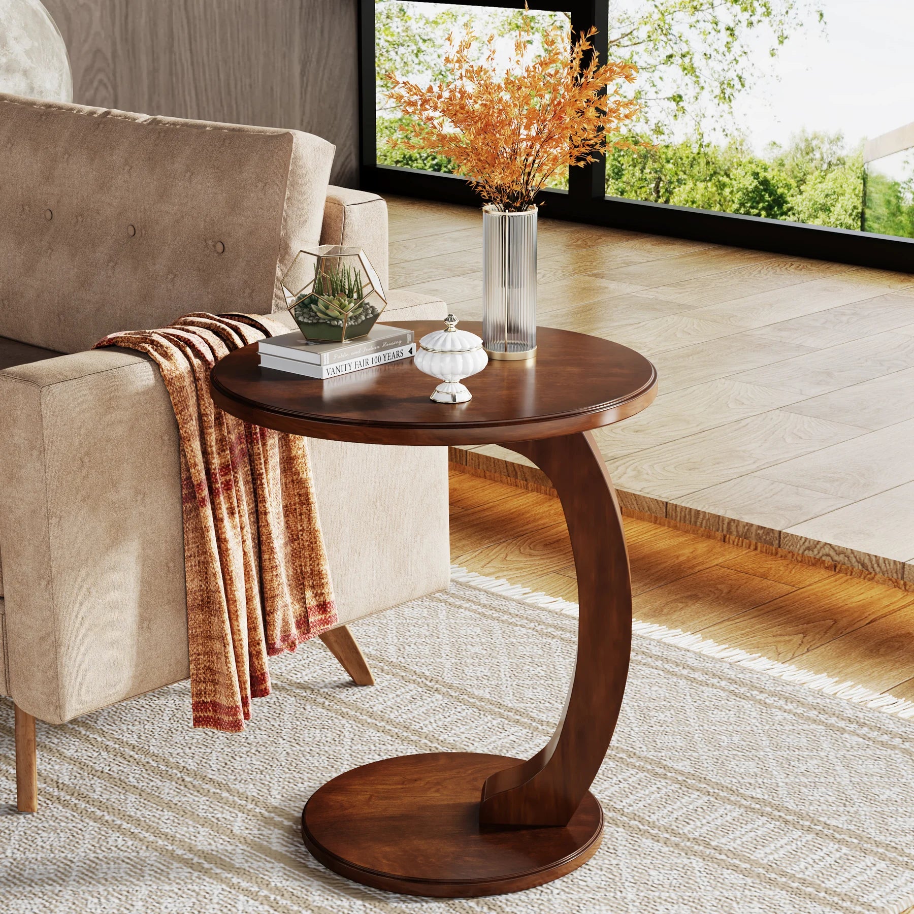 C-Shaped Sofa Side Table