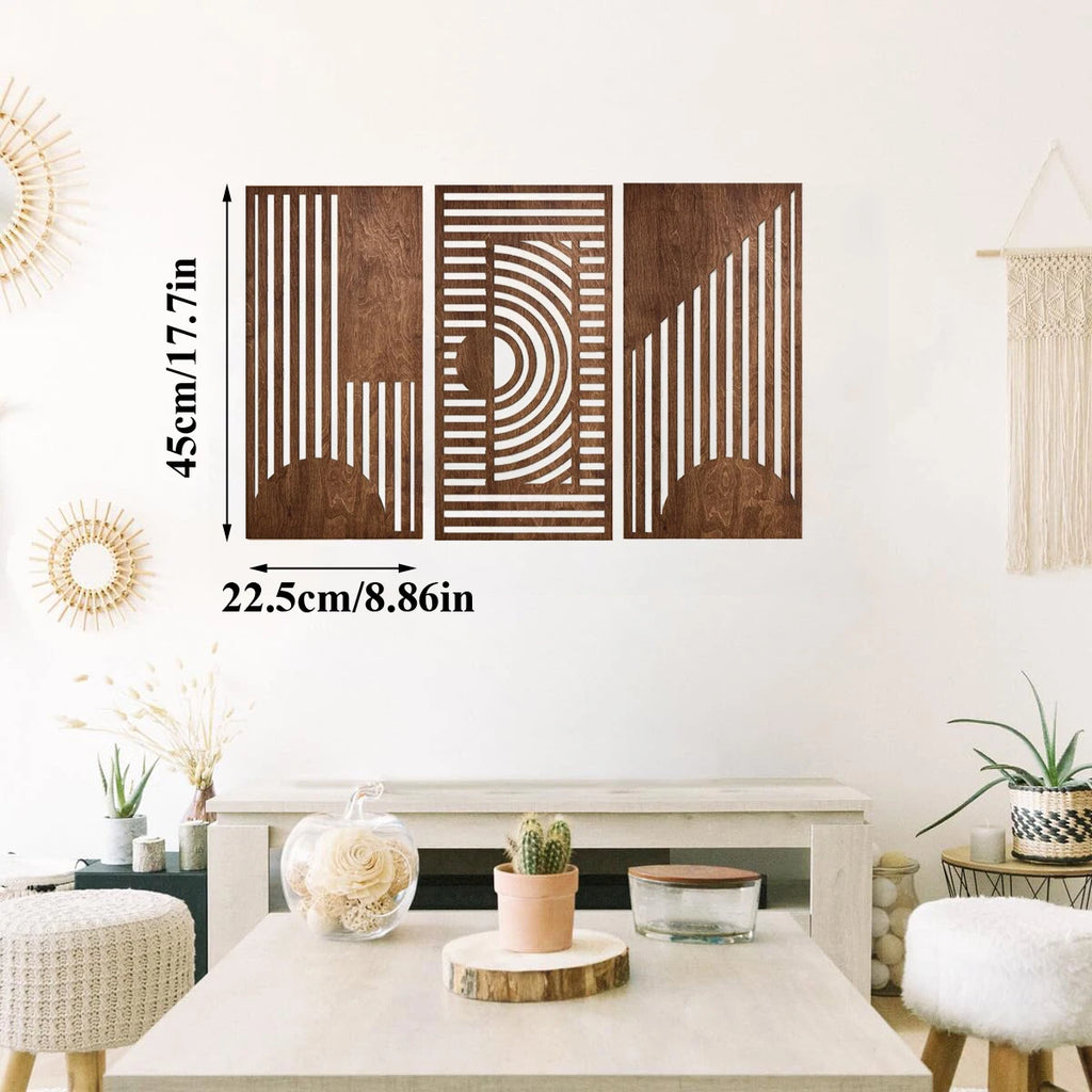 Set of 3 Boho Geometric Wood Wall Art