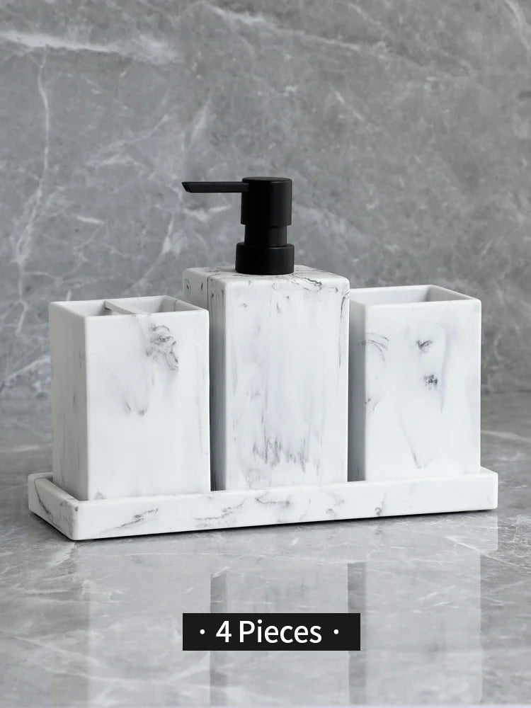 Marble-Pattern Bathroom Set