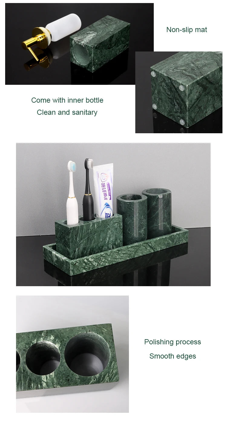 Indian Green Marble Bath Set