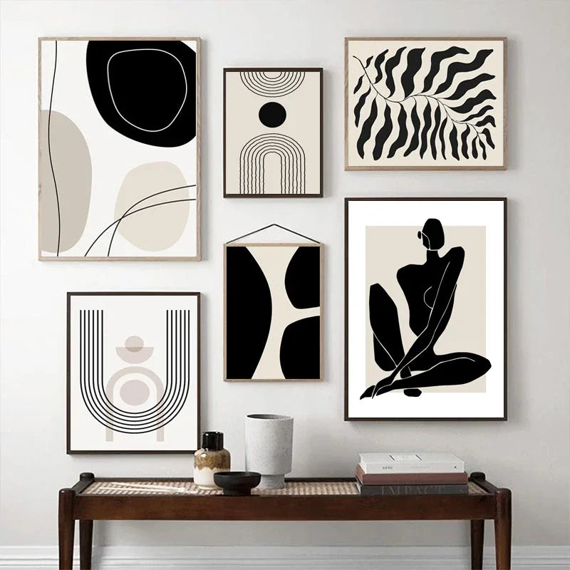 Boho Geometric Beige Canvas Wall Art