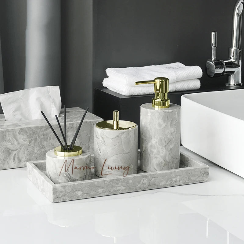 Pitaya Flower Marble Bath Set