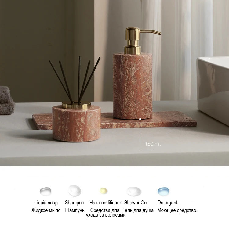 Red Travertine Bath Set