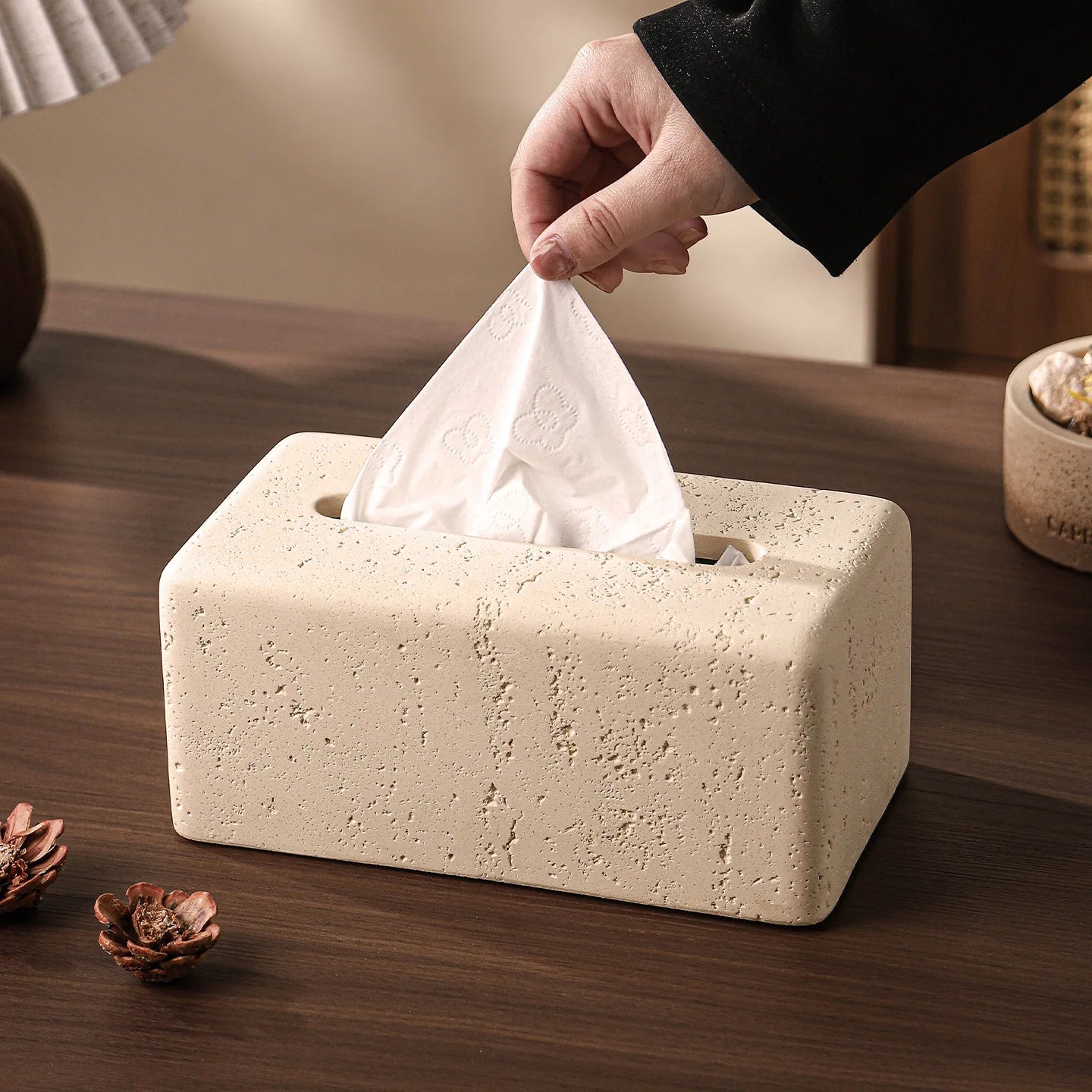 Rectangular Travertine Tissue Box