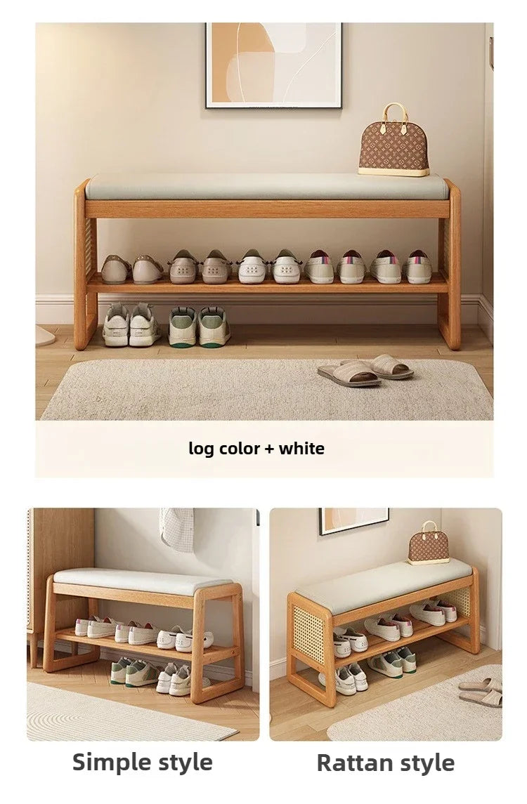 Rattan Shoe Storage Bench