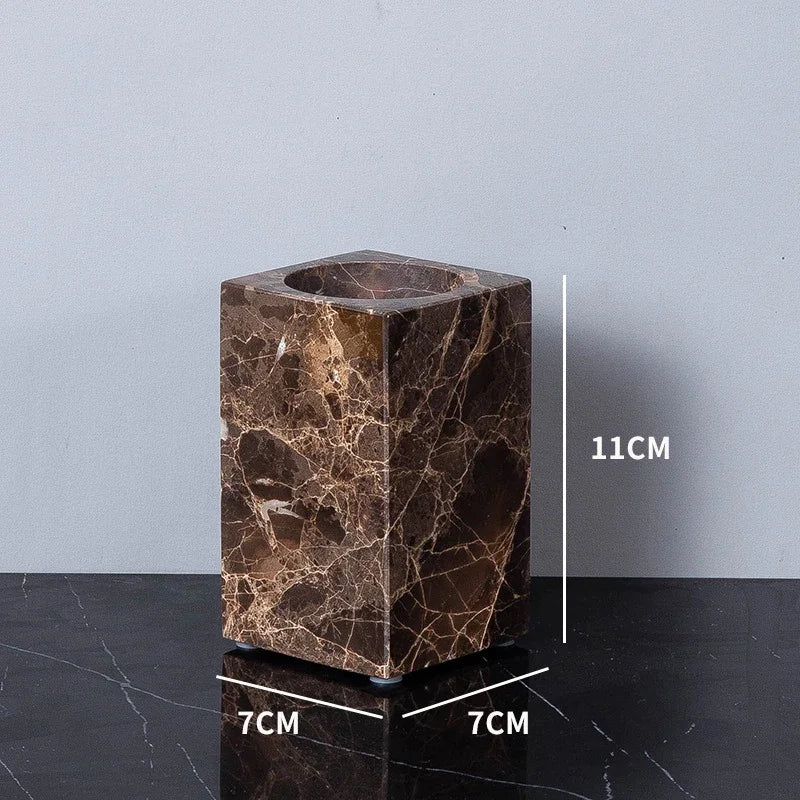 Dark Brown Marble Bath Set