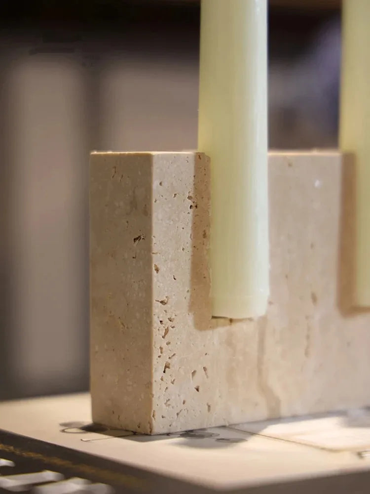 Vintage Travertine Candlestick