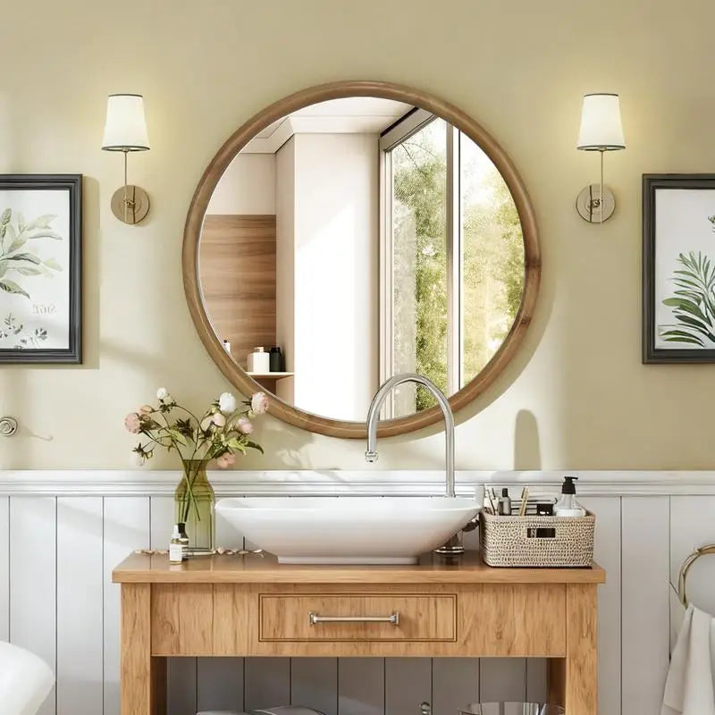 Boho Round Natural Wall Mirror
