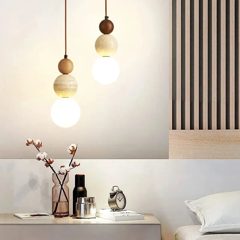 Cream-Style Stone Pendant Chandelier