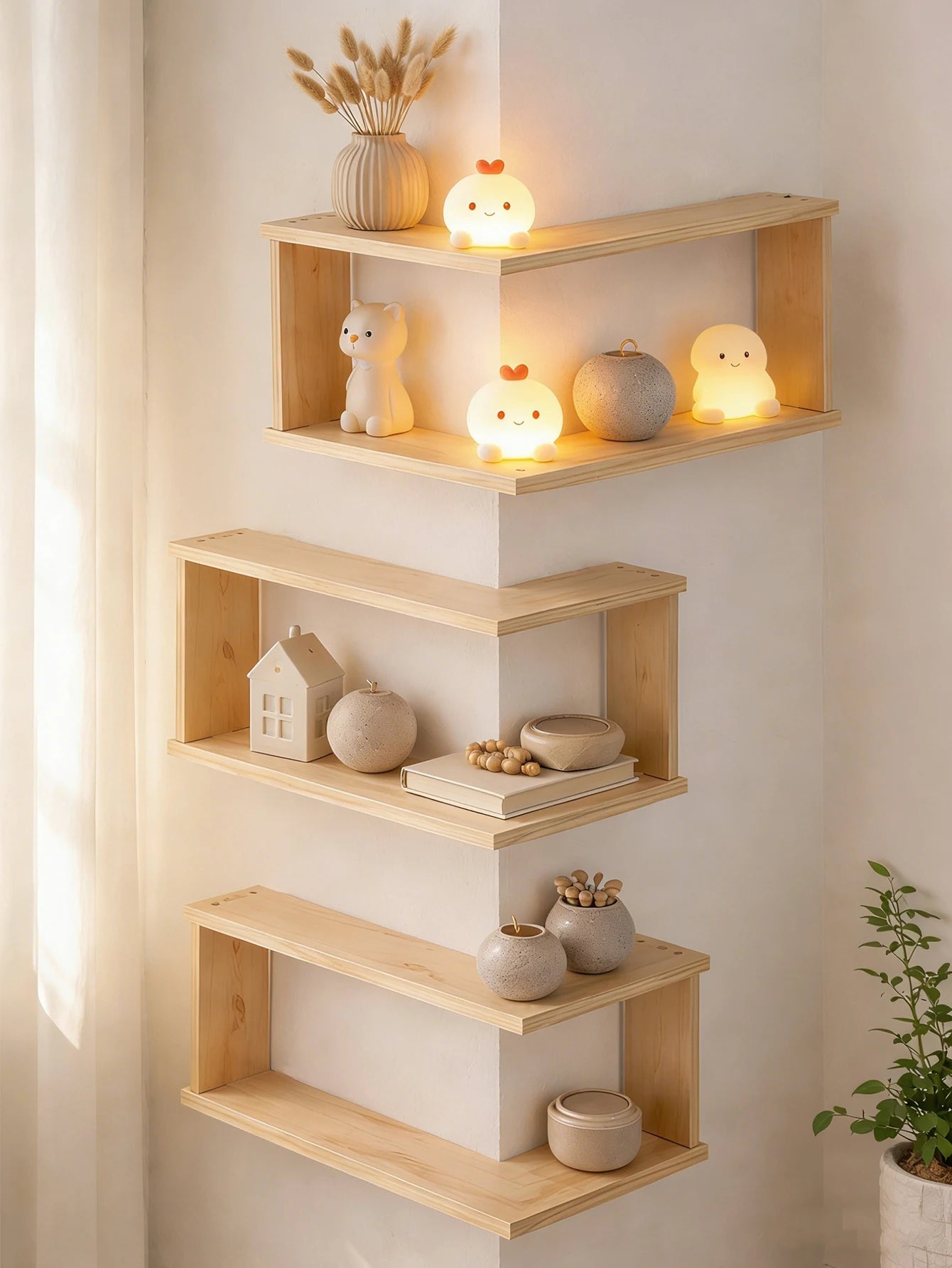 Floating Corner Wall Shelf
