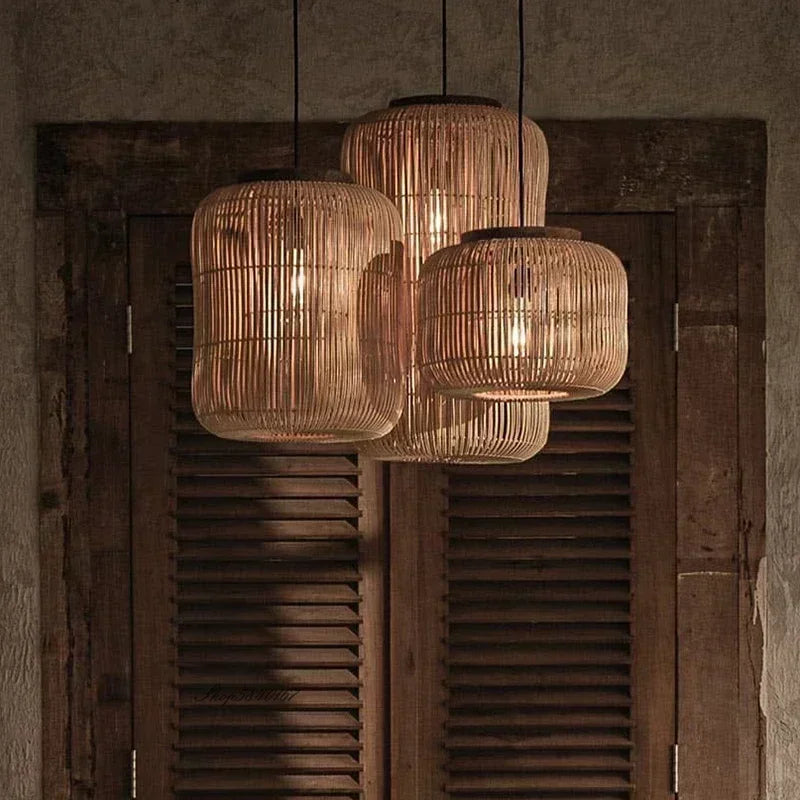 Wabi-Sabi Rattan Arc Pendant Lamp