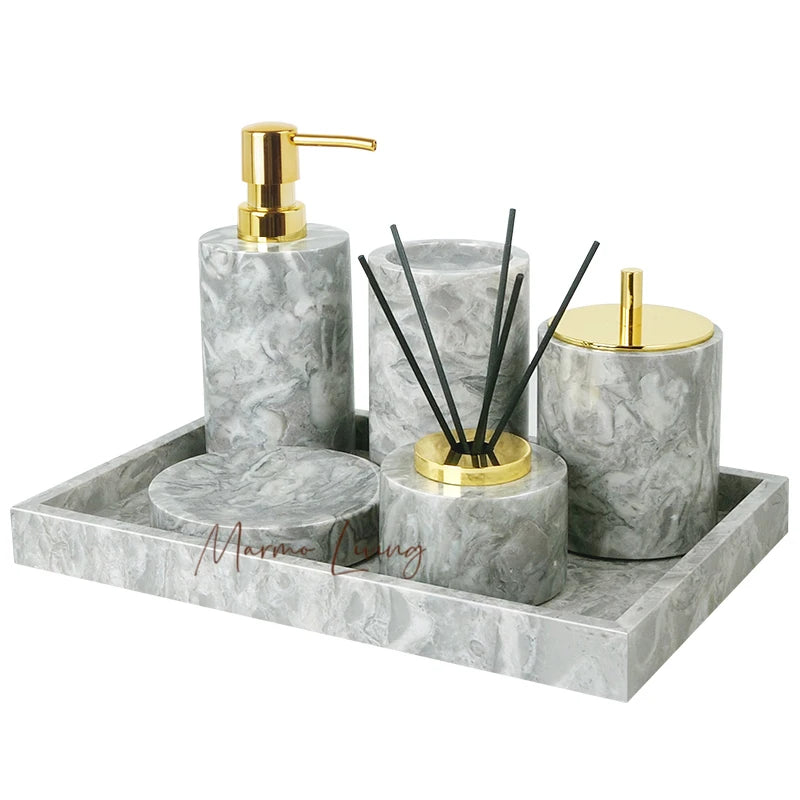 Pitaya Flower Marble Bath Set