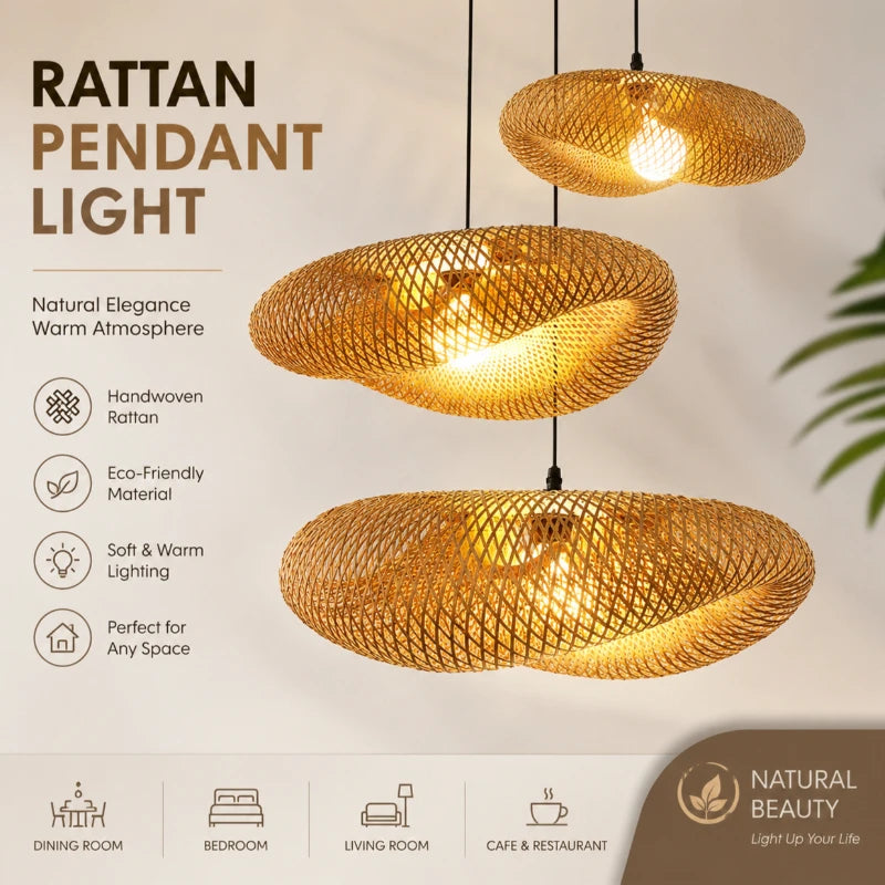 Nordic Rattan Pendant Chandelier