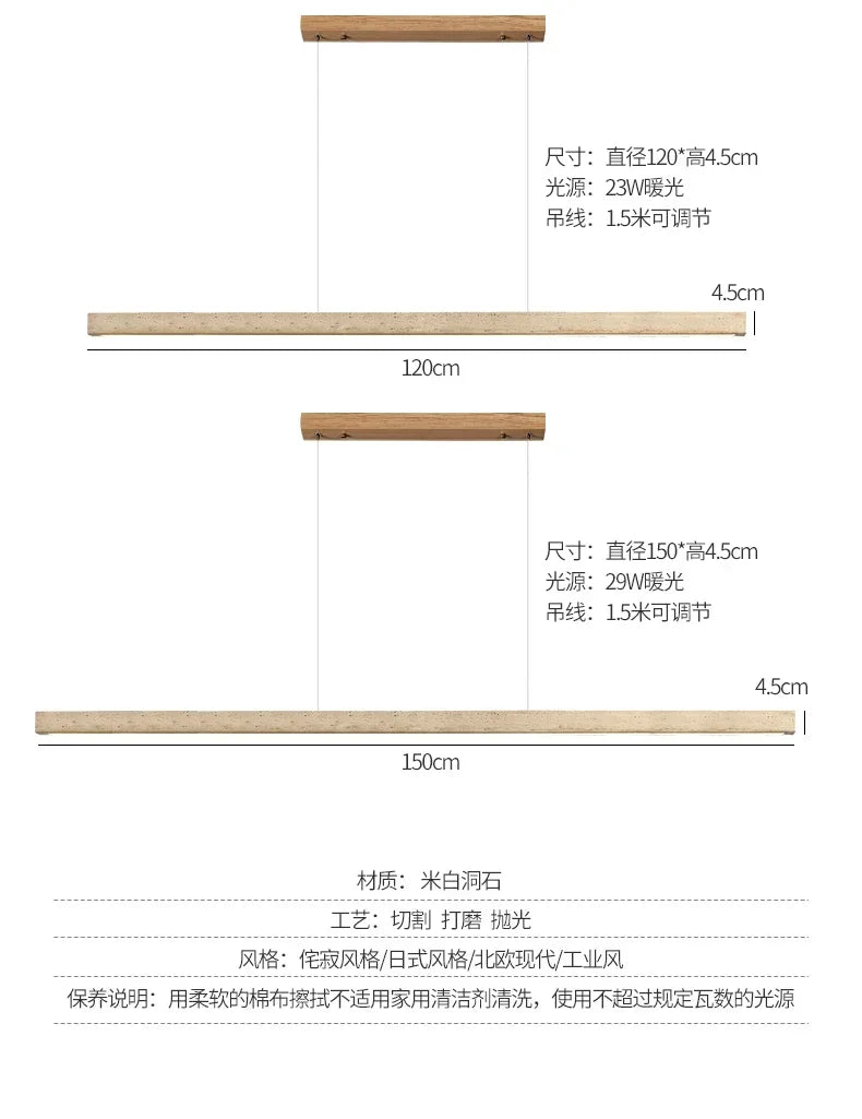 Wabi-Sabi Stone Linear Pendant Light