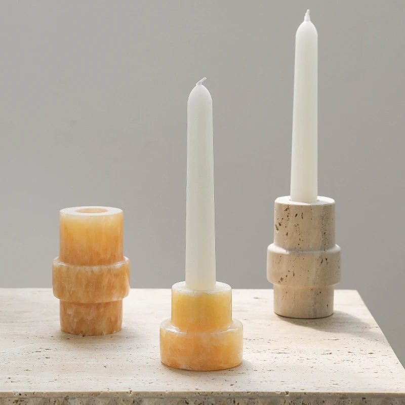 Vintage Travertine Candle Holder