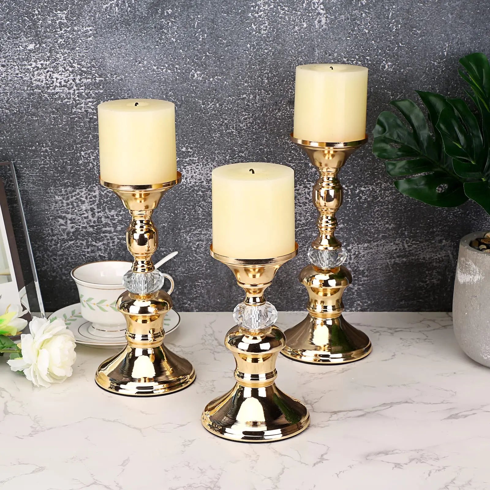 Crystal Pillar Candle Holder