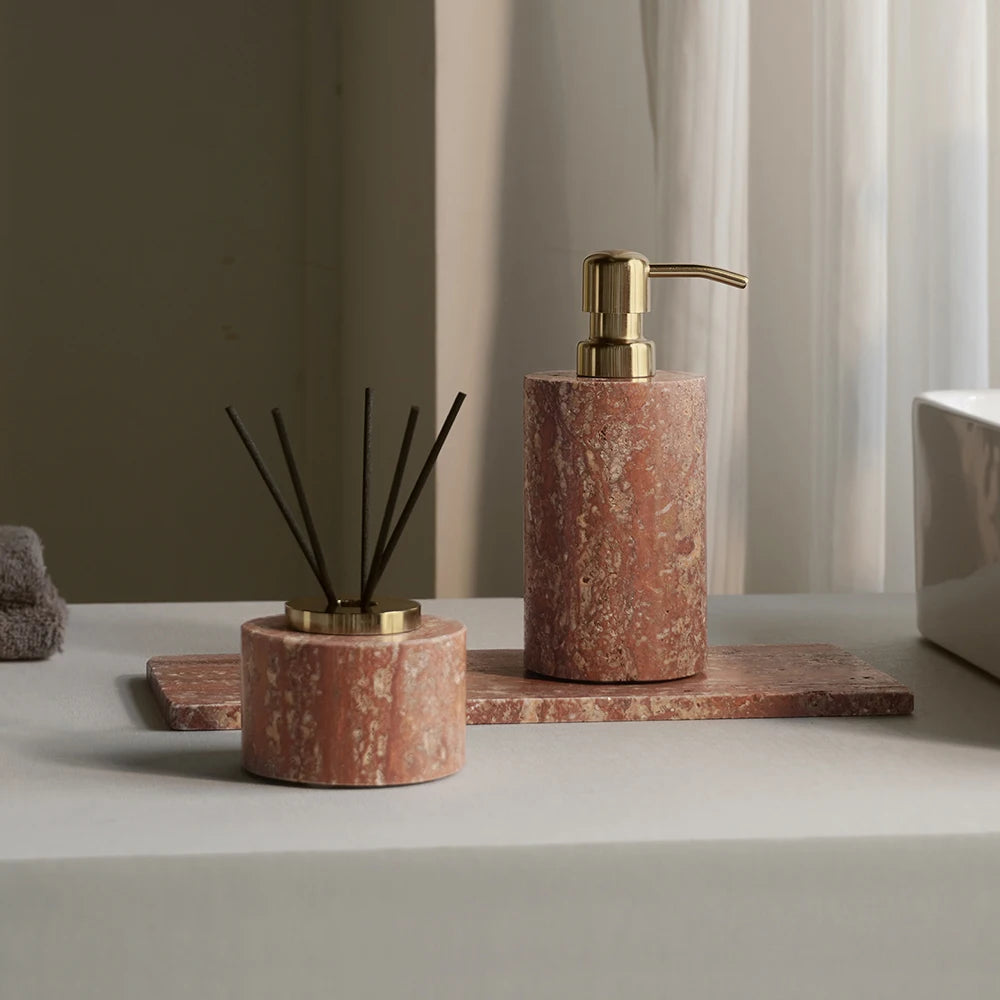 Red Travertine Bath Set