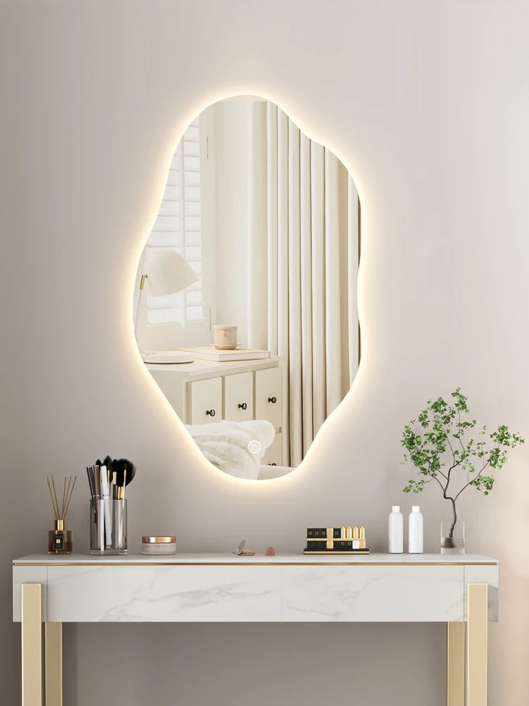 Modern Asymmetrical Sage Green Full-Length Wall Mirror