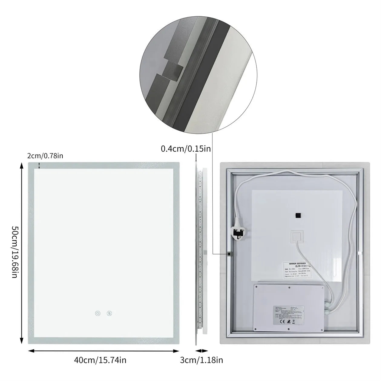 Anti-Fog LED Bathroom Mirror