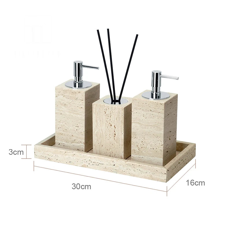 Beige Travertine Accessory Set