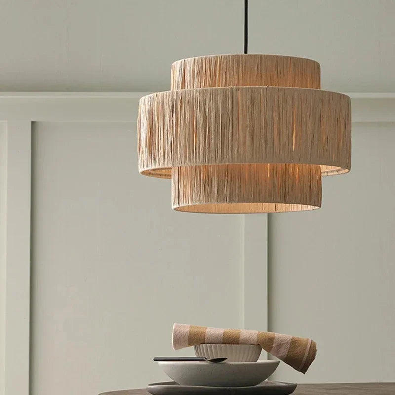 Japanese Rattan Pendant Chandelier