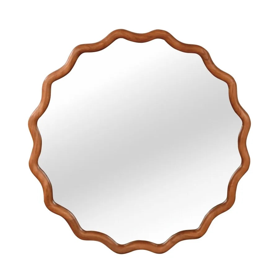 Round Brown Wall Mirror