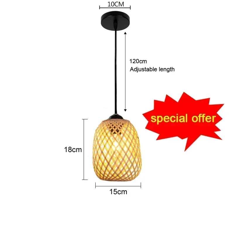 Retro Rattan Pendant Chandelier