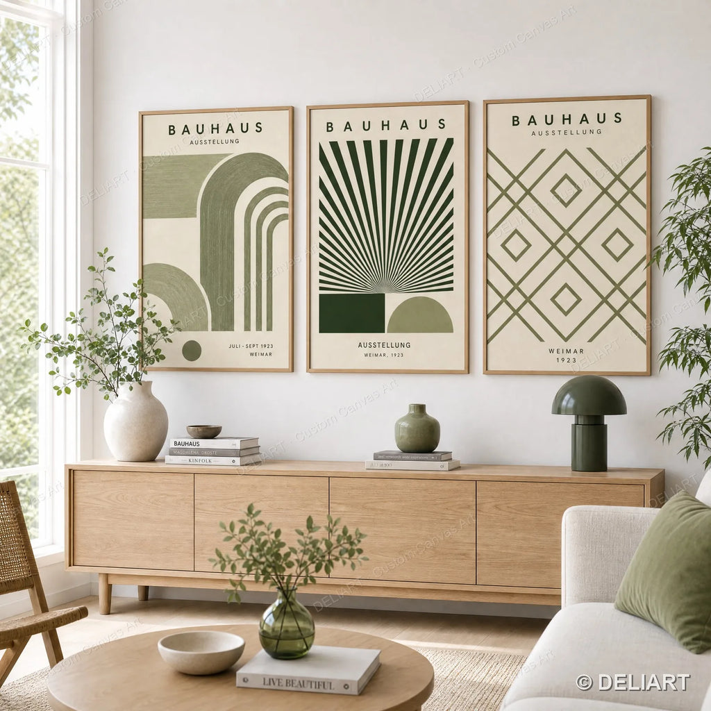 Set of 3 Minimalist Geometric Canvas Wall Art