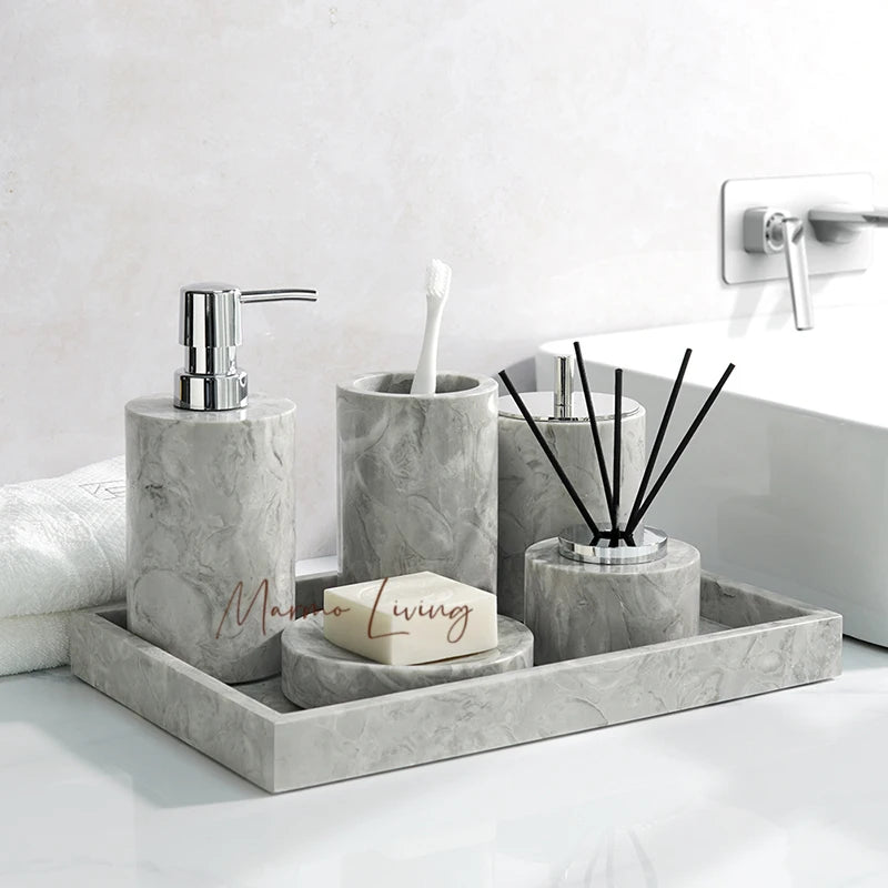 Pitaya Flower Marble Bath Set