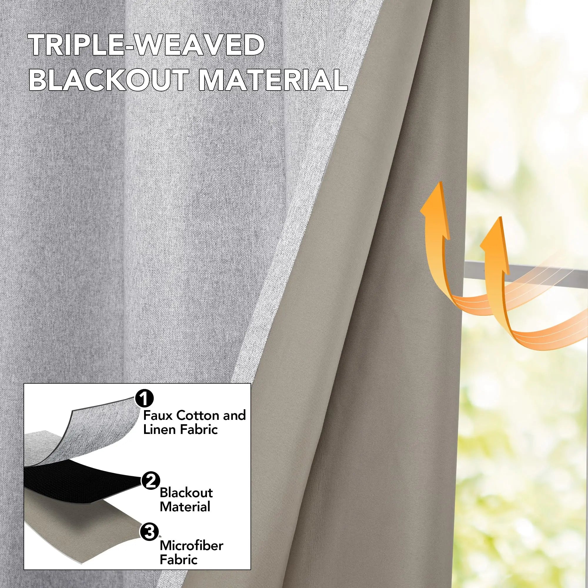 Modern Linen Blackout Curtains, 350cm