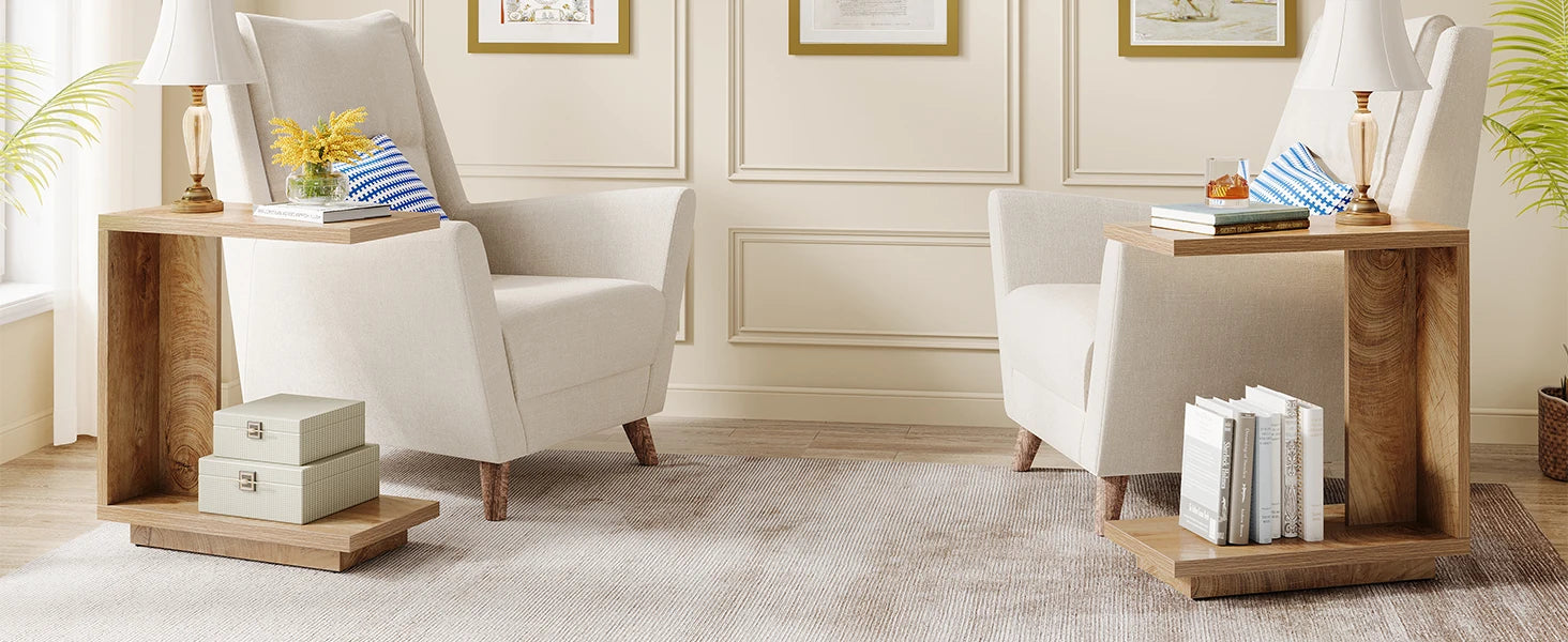 C-Shaped Sofa Side Table