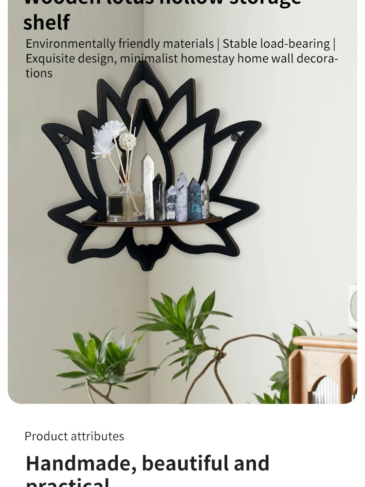 Lotus Wooden Corner Shelf