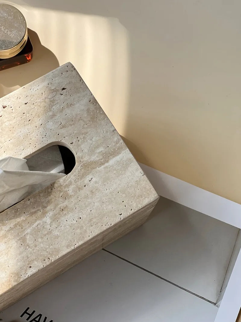 Natural Travertine Tissue Box