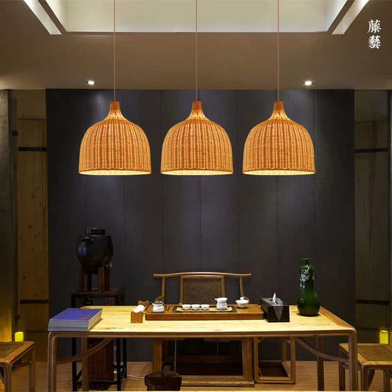 Retro Rattan Pendant Chandelier